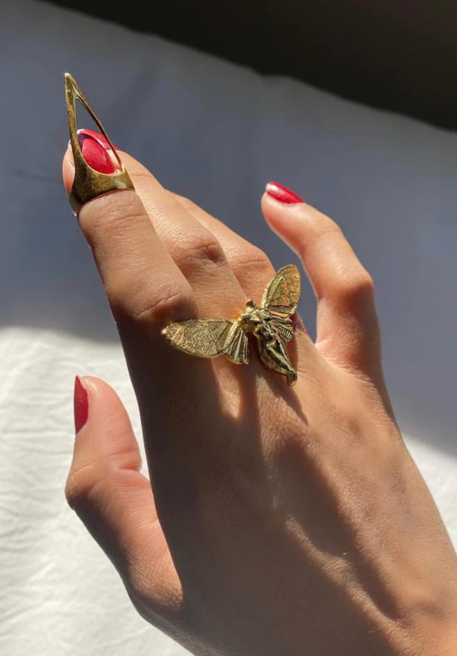 Silver Statement outlet Moth Ring Cicada Jewelry