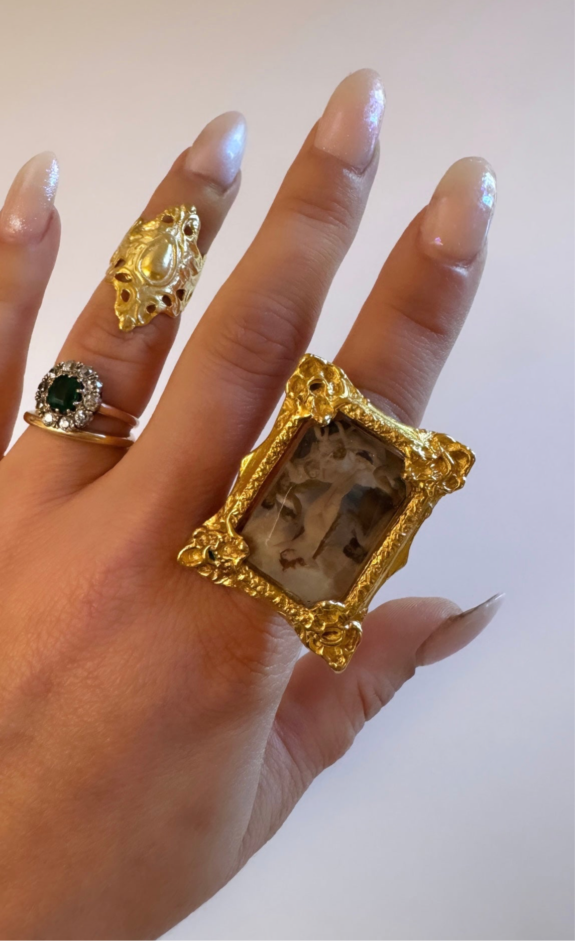 Large Baroque Venus Frame Ring