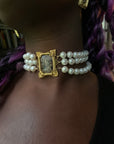 Venus Baroque Frame Tripple Pearl Necklace