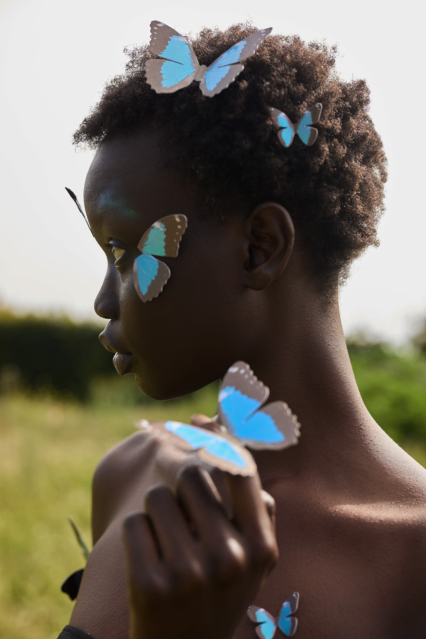 Blue Morpho Face Jewelry