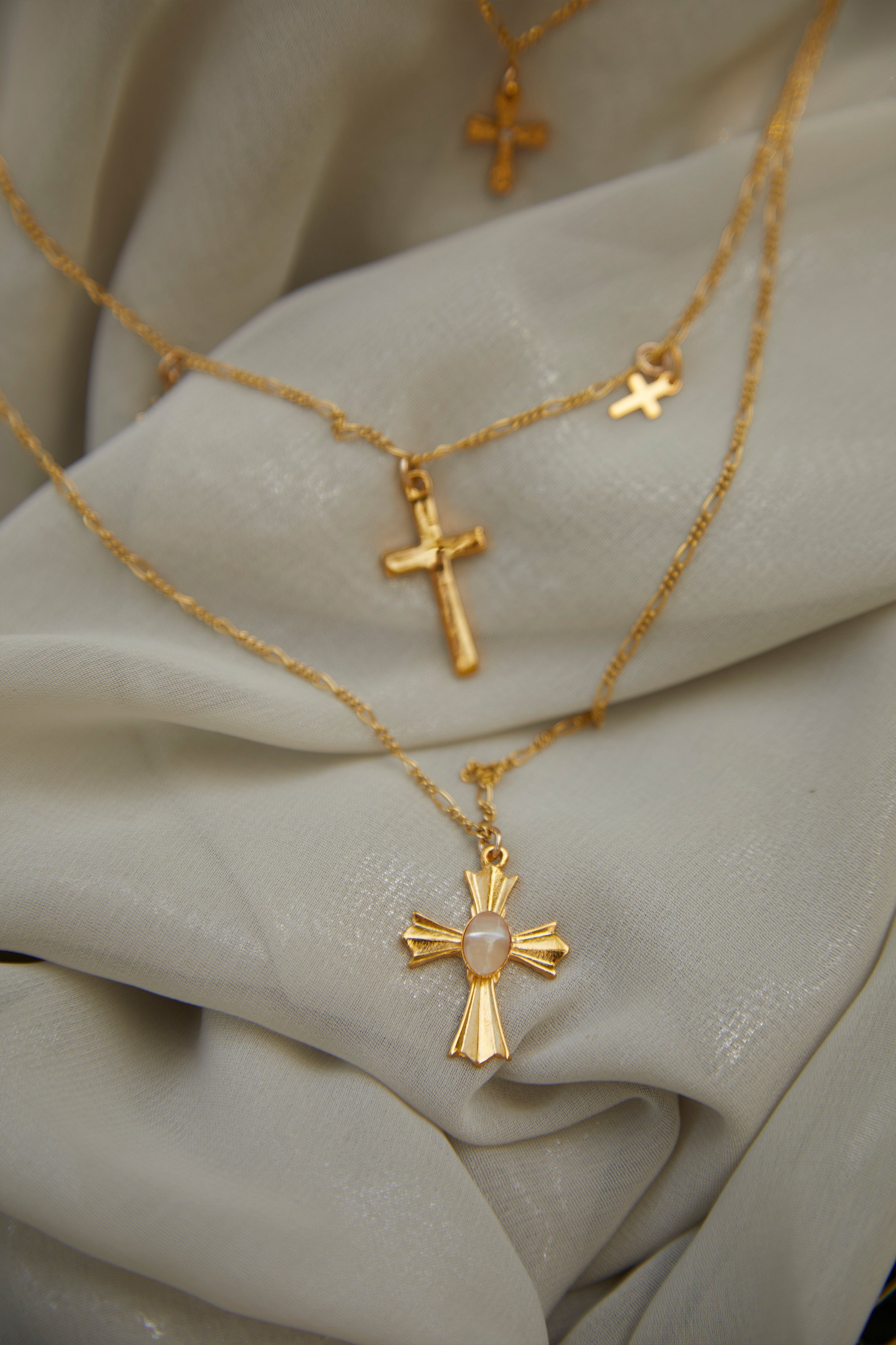 Archangel Layered Cross Necklace