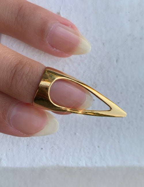 Claw Stiletto Ring, Gold Plate Silver / 6
