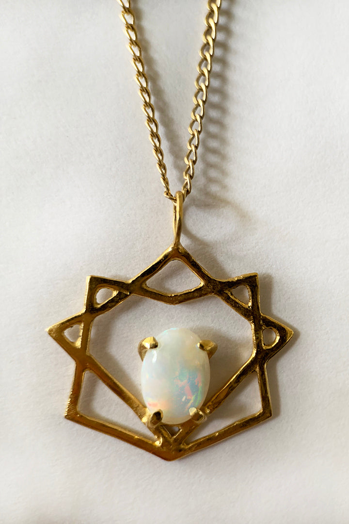 Opal Eight Point Star Necklace